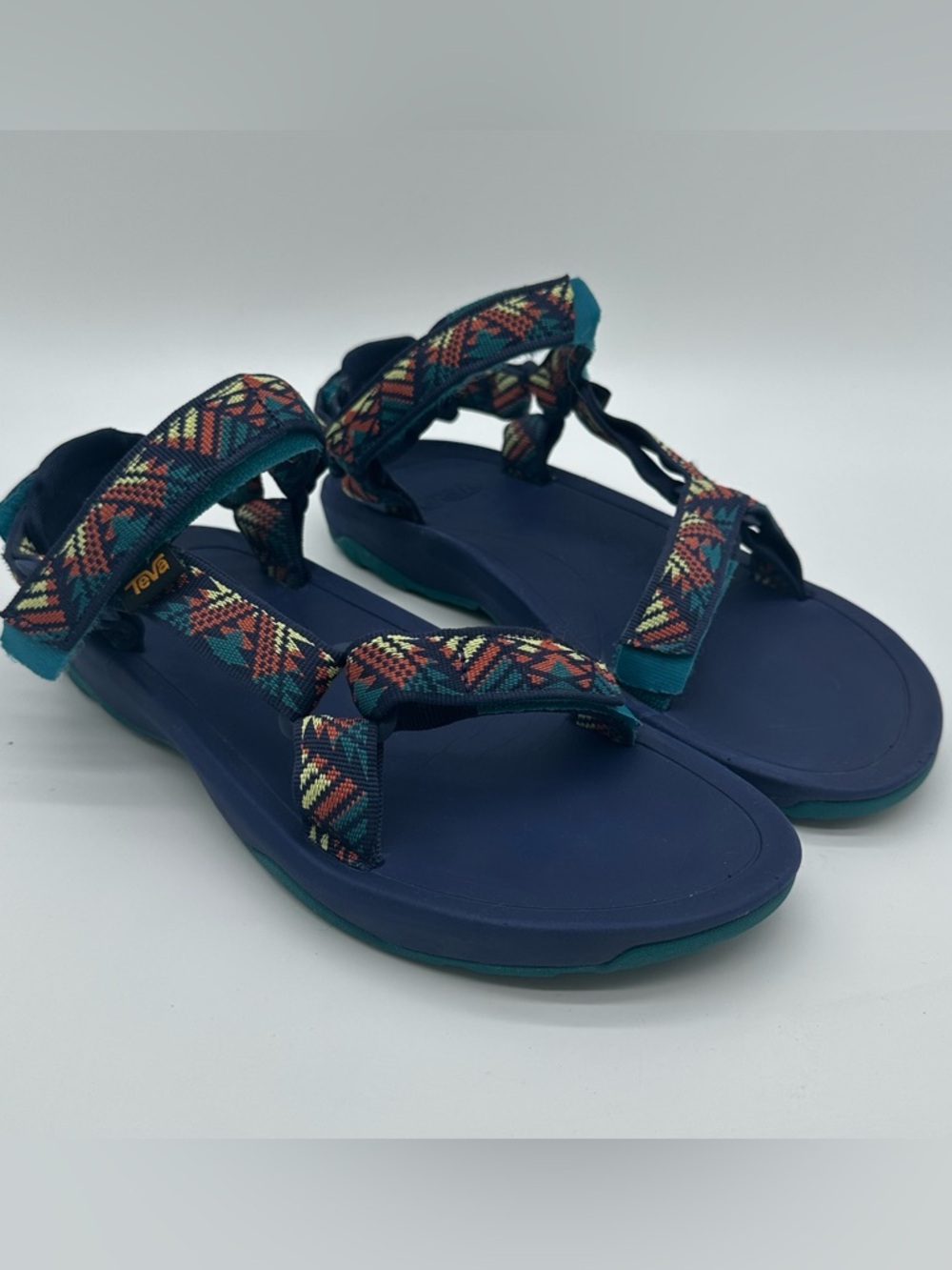 Teva Navy Sandals with Multicolor Patterned Straps